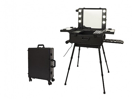 Επαγγελματική βαλίτσα αισθητικής, 2 σε 1 με καθρέφτη και led φωτισμό, 45x23x58 cm