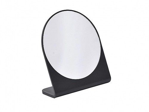 Επιτραπέζιος Καθρέφτης Στρογγυλός με Βάση σε Μαύρο χρώμα από Πλαστικό, 17x7x19 cm